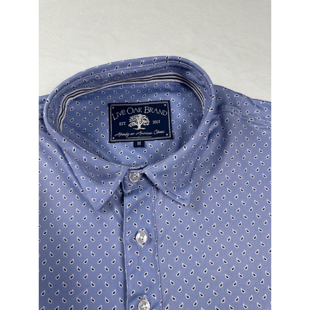 Live Oak Brand Mens Blue‎ Paisley Short Sleeve Golf Polo Shirt